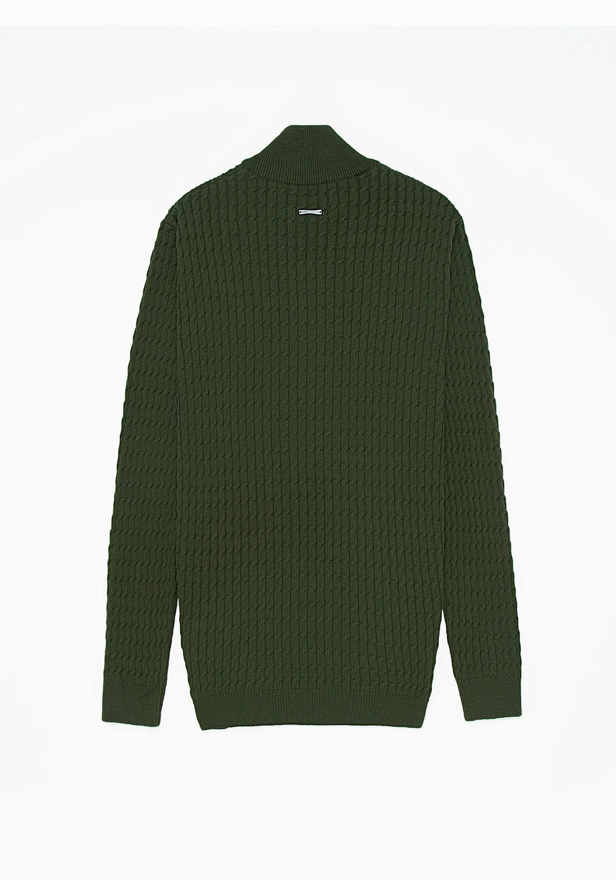Saco Trenzado Half Zip Algodón Verde Militar